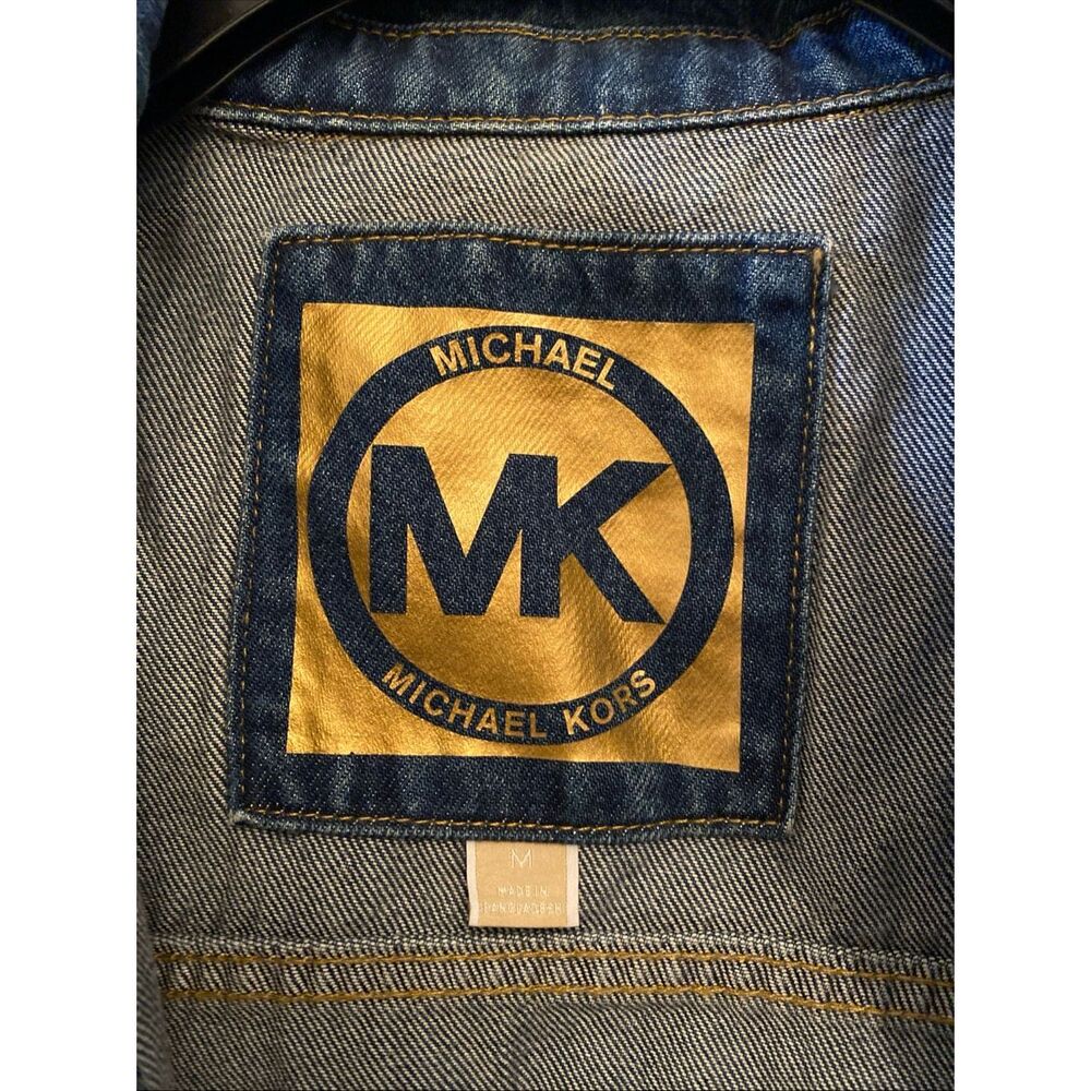 Michael Kors Dark Blue Jean Jacket with Gold Buttons Size Medium M - Picture 7 of 9